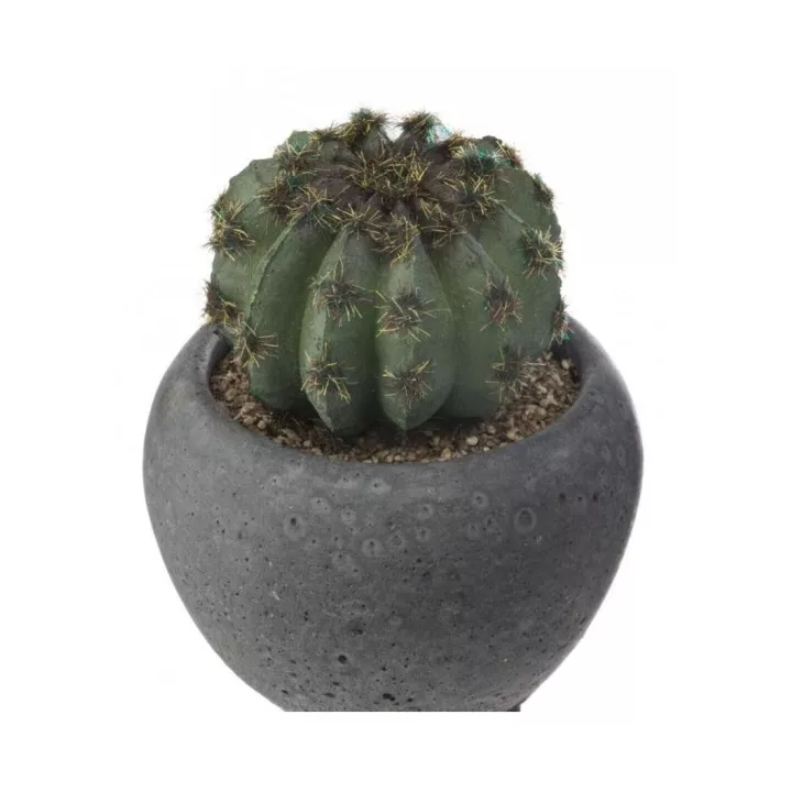 MINI PLANTE ARTIFICIELLE CACTUS HAUTEUR 11.5 CM , POT EN CIMENT ATMOSPHERA