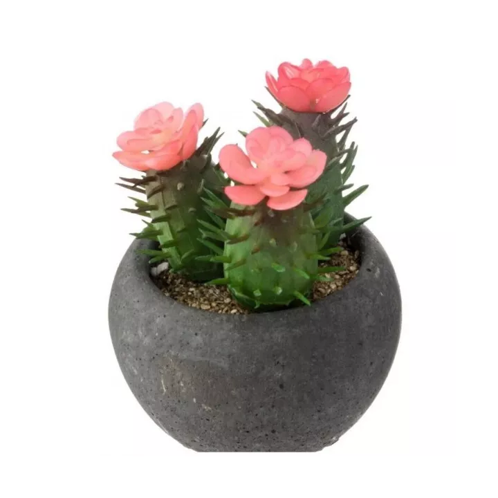 MINI PLANTE ARTIFICIELLE CACTUS HAUTEUR 11.5 CM , POT EN CIMENT ATMOSPHERA