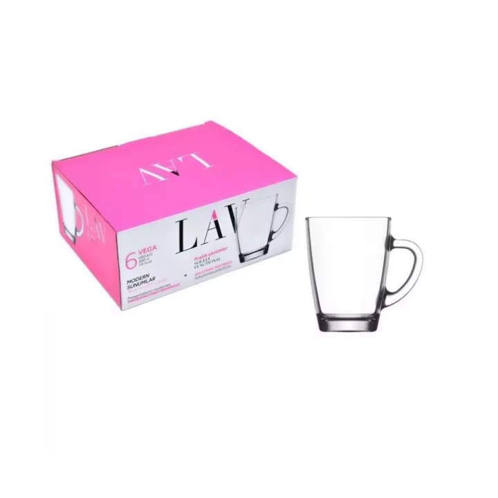 ENSEMBLE DE 6 TASSES À CAFÉ EN VERRE VEGA AVEC POIGNÉE LAV ENSEMBLE DE 6 TASSES À CAFÉ EN VERRE VEGA AVEC POIGNÉE LAV