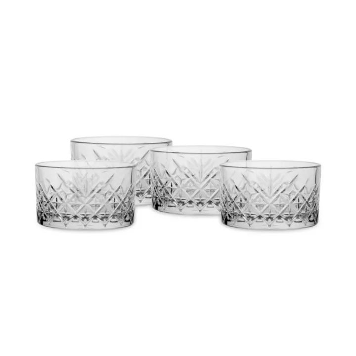 LOT DE 4 BOLS TIMELESS EN VERRE Ø9CM PASABAHCE LOT DE 4 BOLS TIMELESS EN VERRE Ø9CM PASABAHCE