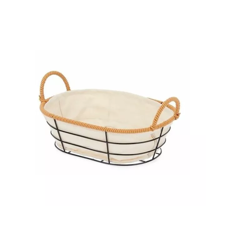 CORBEILLE À PAIN OVALE 26*19CM EN MÉTAL NOIR KINVARA