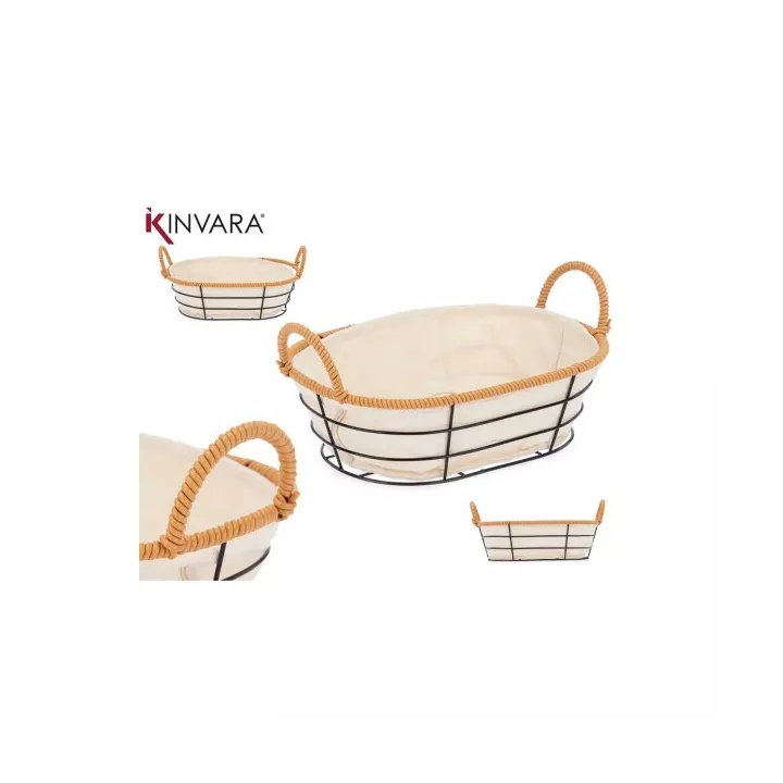 CORBEILLE À PAIN OVALE 26*19CM EN MÉTAL NOIR KINVARA