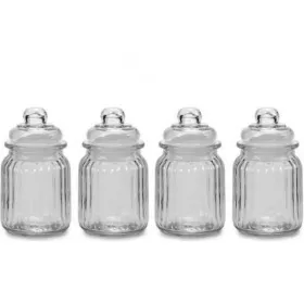 LOT DE 4 POTS EN VERRE 30 CL RAYURES VIVALTO