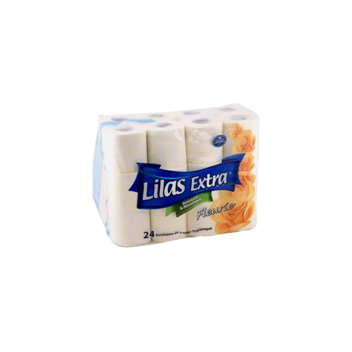 LOT DE 24 ROULEAUX PAPIER HYGIÉNIQUE LILAS