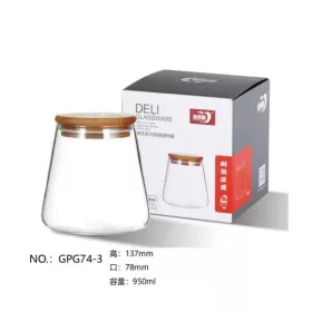 BOITE DE CONSERVATION EN VERRE AVEC COUVERCLE EN BOIS 950ML GPG74-3 DELI