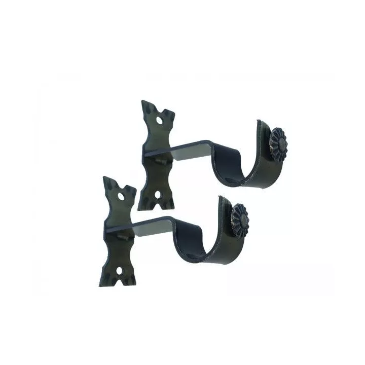 LOT DE 2 SUPPORTS TRINGLE RIDEAUX ANTIQUE Ø 28MM