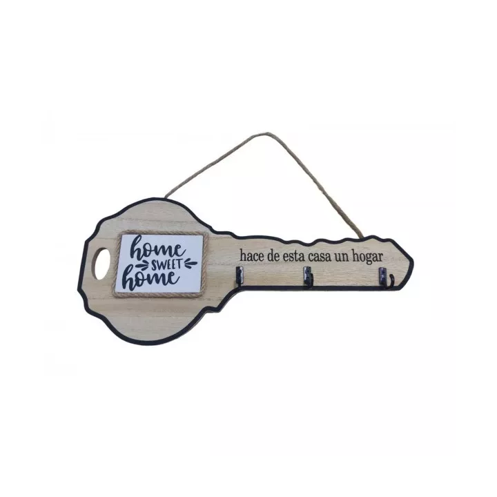 PORTE-CLÉS MURAL EN BOIS AVEC 3 CROCHETS