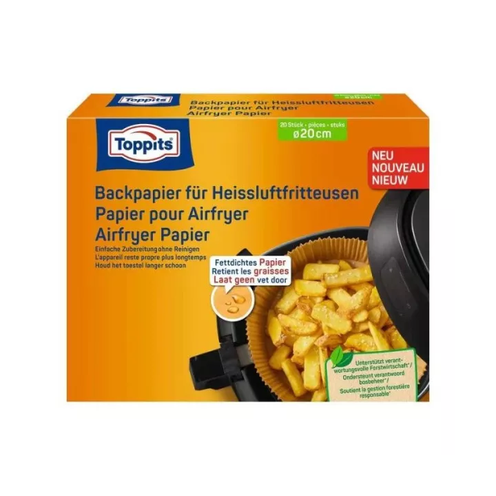LOT DE 20 PAPIER CUISSON AIRFRYER Ø20CM TOPPITS