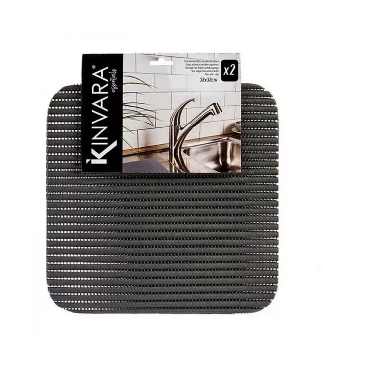 LOT DE 2 TAPIS ANTIDÉRAPANTES EN PLASTIQUE 32x1x 32CM KINVARA