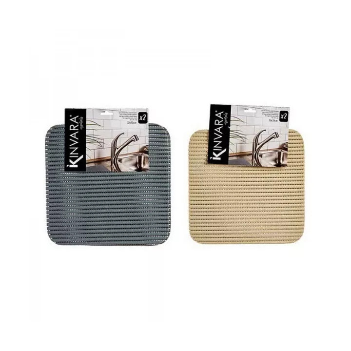 LOT DE 2 TAPIS ANTIDÉRAPANTES EN PLASTIQUE 32x1x 32CM KINVARA