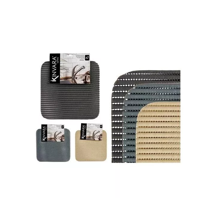 LOT DE 2 TAPIS ANTIDÉRAPANTES EN PLASTIQUE 32x1x 32CM KINVARA