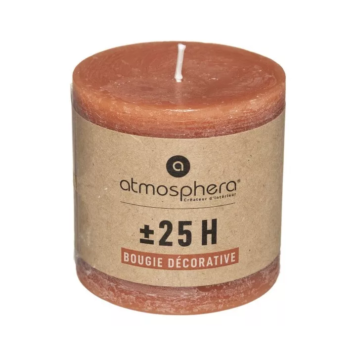 BOUGIE RUSTIQUE ORANGE AMBRE Ø6,7*7CM ATMOSPHERA