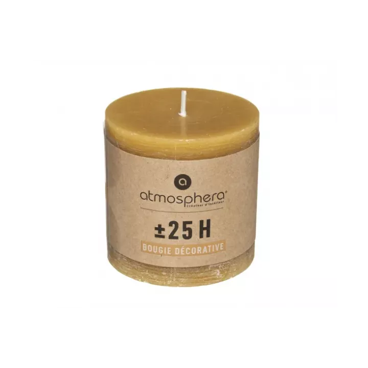 BOUGIE RUSTIQUE JAUNE Ø 6.7CM ATMOSPHERA