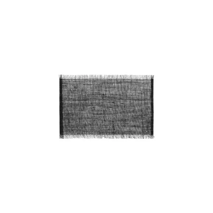 SET DE TABLE EN JUTE FRANGE 30*45CM NOIR SECRET DE GOURMET SET DE TABLE EN JUTE FRANGE 30*45CM NOIR SECRET DE GOURMET