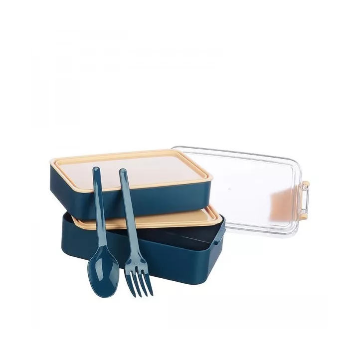 BOITE À REPAS À 2 ÉTAGES AVEC COUVERTS EN PLASTIQUE TITZ