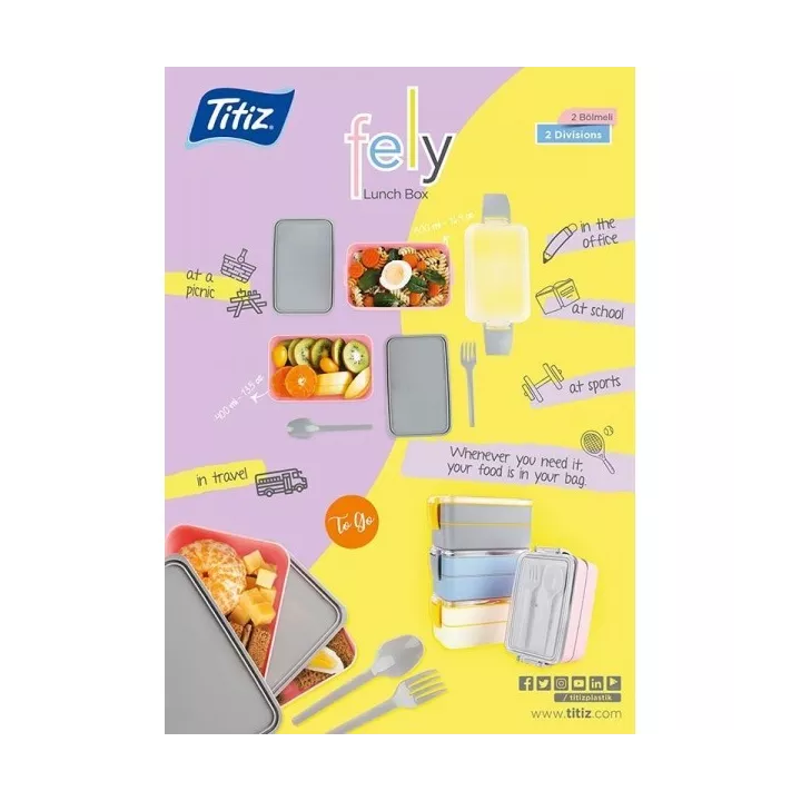 BOITE À REPAS À 2 ÉTAGES AVEC COUVERTS EN PLASTIQUE TITZ