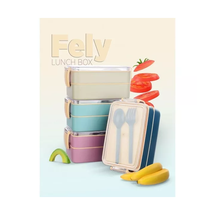 BOITE À REPAS À 2 ÉTAGES AVEC COUVERTS EN PLASTIQUE TITZ