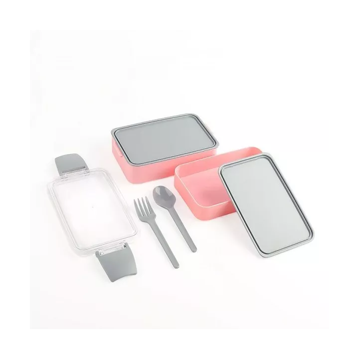 BOITE À REPAS À 2 ÉTAGES AVEC COUVERTS EN PLASTIQUE TITZ