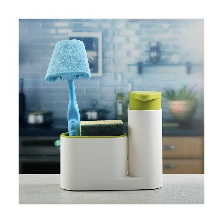 DISTRIBUTEUR DE SAVON AVEC PORTE ÉPONGE DISTRIBUTEUR DE SAVON AVEC PORTE ÉPONGE