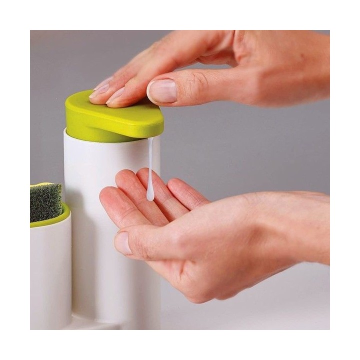 DISTRIBUTEUR DE SAVON AVEC PORTE ÉPONGE DISTRIBUTEUR DE SAVON AVEC PORTE ÉPONGE
