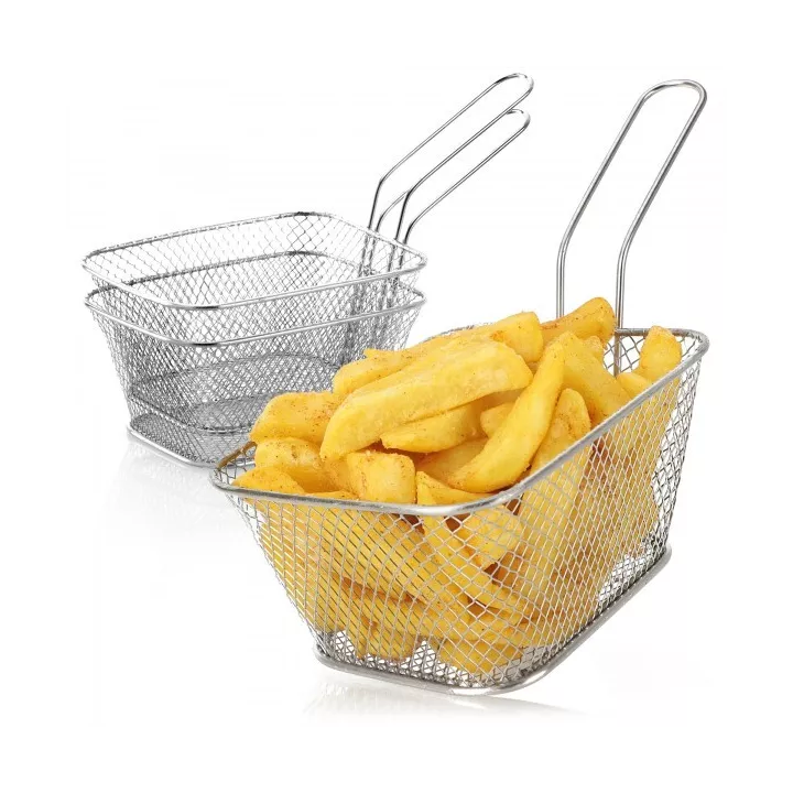 PANIER À FRITES EN ACIER 14X11X7CM ARGENT KINVARA
