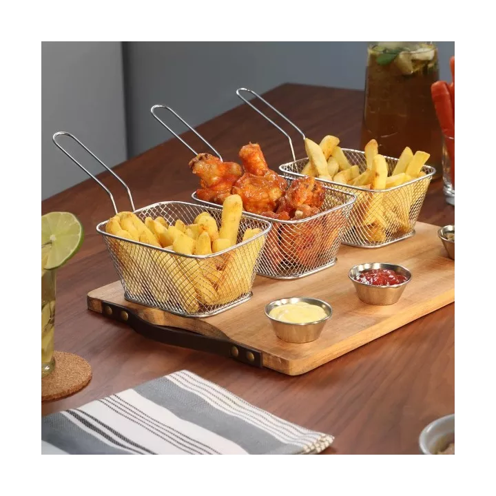 PANIER À FRITES EN ACIER 14X11X7CM ARGENT KINVARA