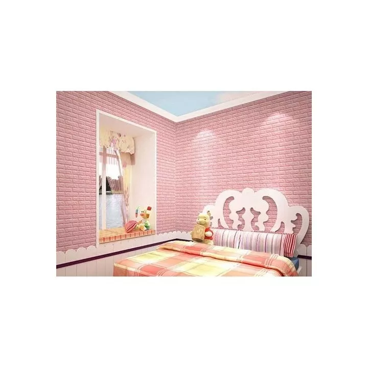 PANNEAU MURAL ADHÉSIF ANTI-HUMIDITÉ 3D 77 * 70 CM ROSE