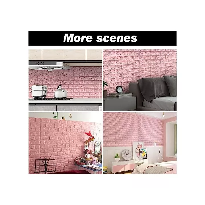 PANNEAU MURAL ADHÉSIF ANTI-HUMIDITÉ 3D 77 * 70 CM ROSE