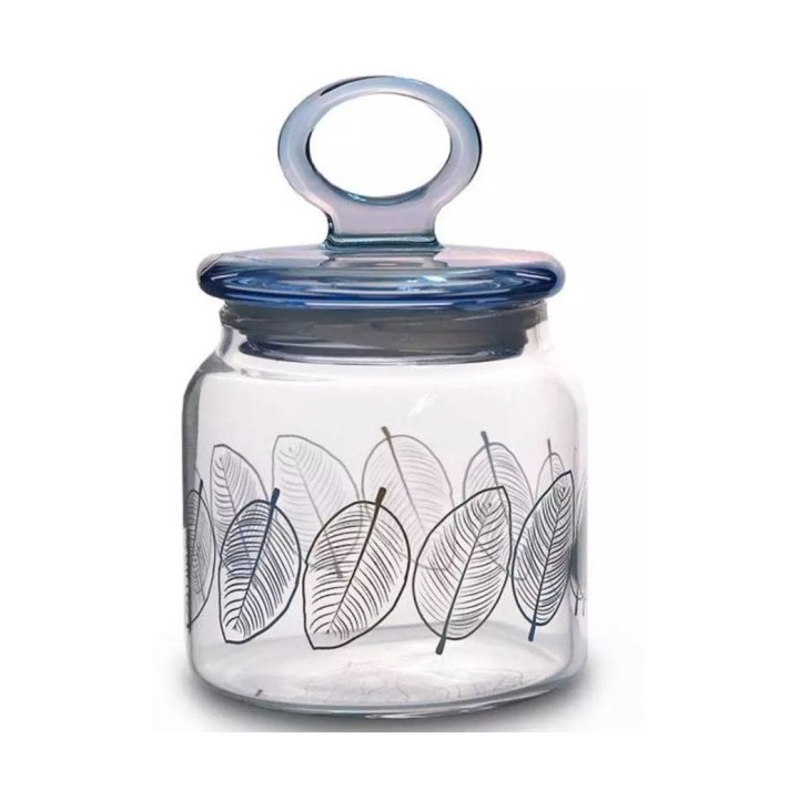 BOCAL EN VERRE AVEC COUVERCLE HERMETIQUE DESIGN FEUILLES 575ML PASABAHCE