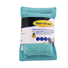 LOT DE 2 EPONGES EN MICROFIBRE VAISSELLE DAR CLEAN