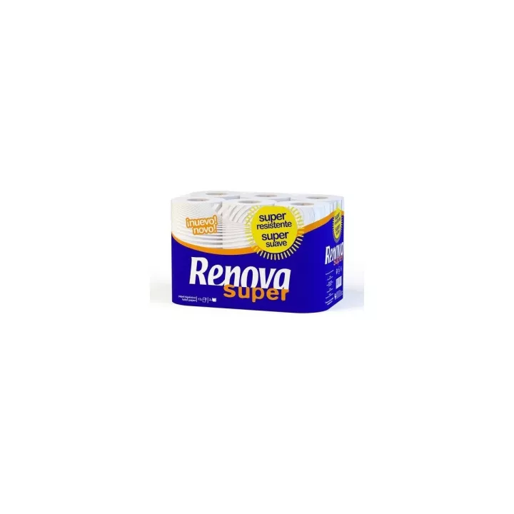 LOT DE 12 ROULEAUX PAPIER HYGIÉNIQUE RENOVA SUPER