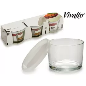 LOT DE 3 POTS 200 ML TRANSPARENT AVEC COUVERCLE EN PLASTIQUE VIVALTO