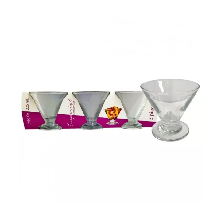LOT DE 3 COUPES À GLACE EN VERRE IMPERIAL 225ML