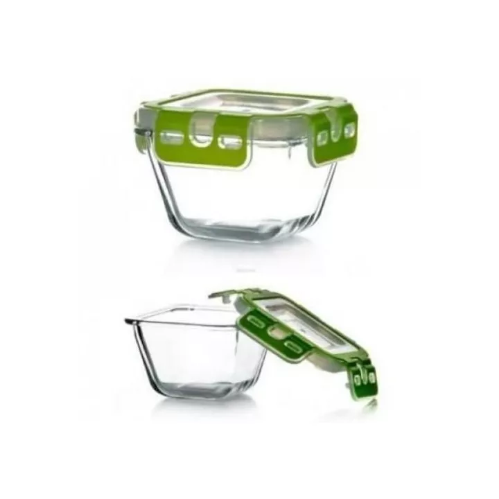 BOÎTE DE CONSERVATION CARRÉ EN VERRE 290CL AVEC COUVERCLE PASABAHCE