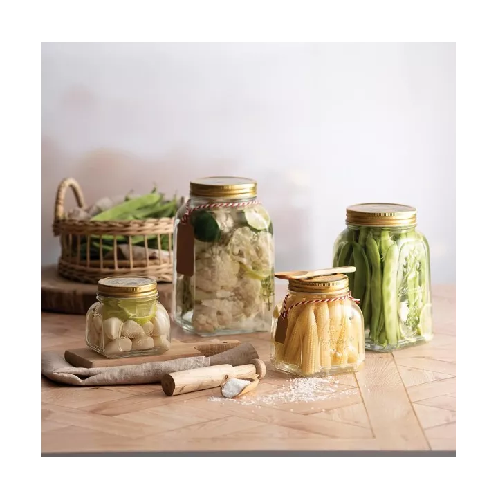 POT DE STOCKAGE EN VERRE AVEC COUVERCLE EN CUIVRE 1L PASABAHCE