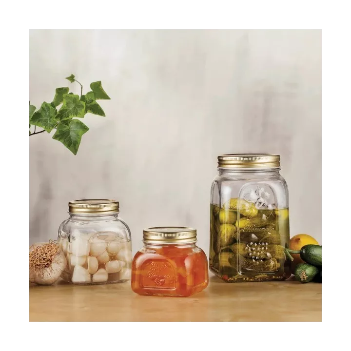 POT DE STOCKAGE EN VERRE AVEC COUVERCLE EN CUIVRE 1L PASABAHCE
