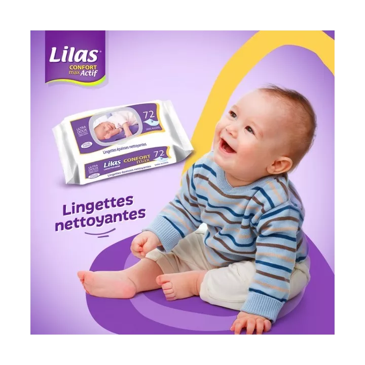 PAQUET DE 72 LINGETTES BÉBÉ CONFORT MAX LILAS