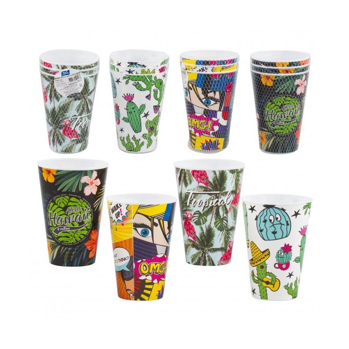 LOT DE 4 VERRES EN PLASTIQUE 400ML MOTIF TITIZ