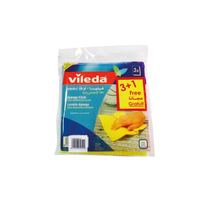 LOT DE 3 LAVETTES ÉPONGE AVEC 1 GRATUITE VILEDA