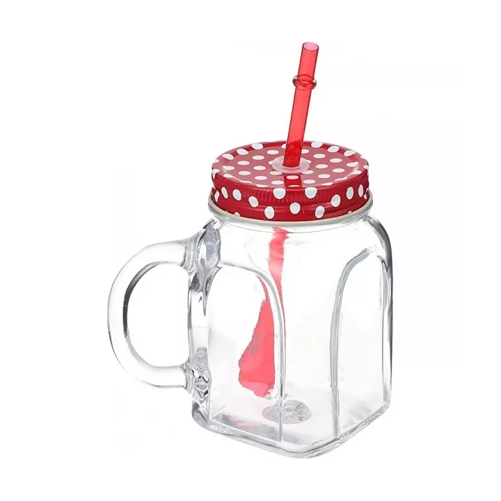 CHOPE AVEC COUVERCLE ET PAILLE ROUGE 450 ML PASABAHCE