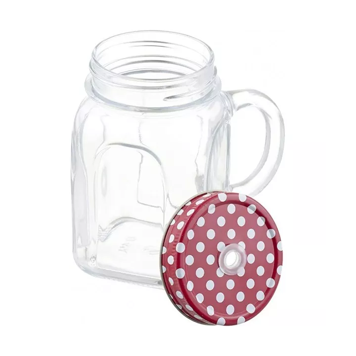 CHOPE AVEC COUVERCLE ET PAILLE ROUGE 450 ML PASABAHCE