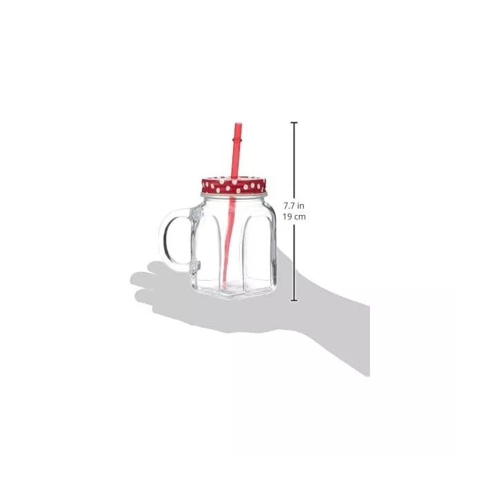 CHOPE AVEC COUVERCLE ET PAILLE ROUGE 450 ML PASABAHCE