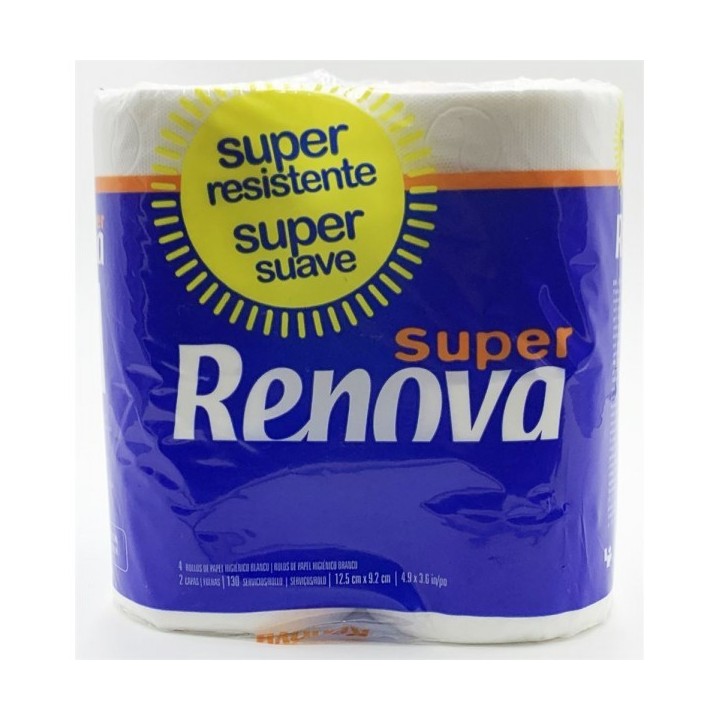 LOT DE 4 ROULEAUX PAPIER HYGIÉNIQUE RENOVA SUPER