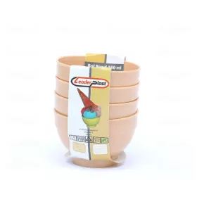 LOT DE 4 MINIS BOLS RONDS EN PLASTIQUE 150 ML COULEURS LEADERPLAST
