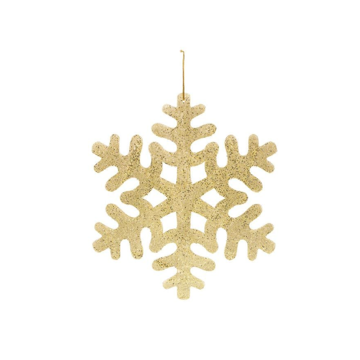 LOT DE 2 FLOCONS DE NEIGE 12CM DORÉ PAILLETÉ