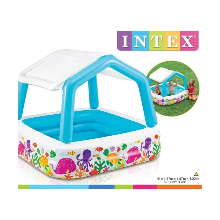 PISCINE GONFLABLE AVEC PARE-SOLEIL 157*157*122CM INTEX