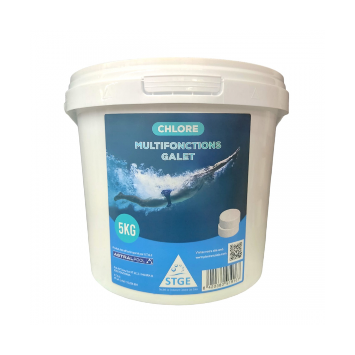 CHLORE MULTIFONCTION EN GALET DE 200G - 5KG ASTRALPOOL