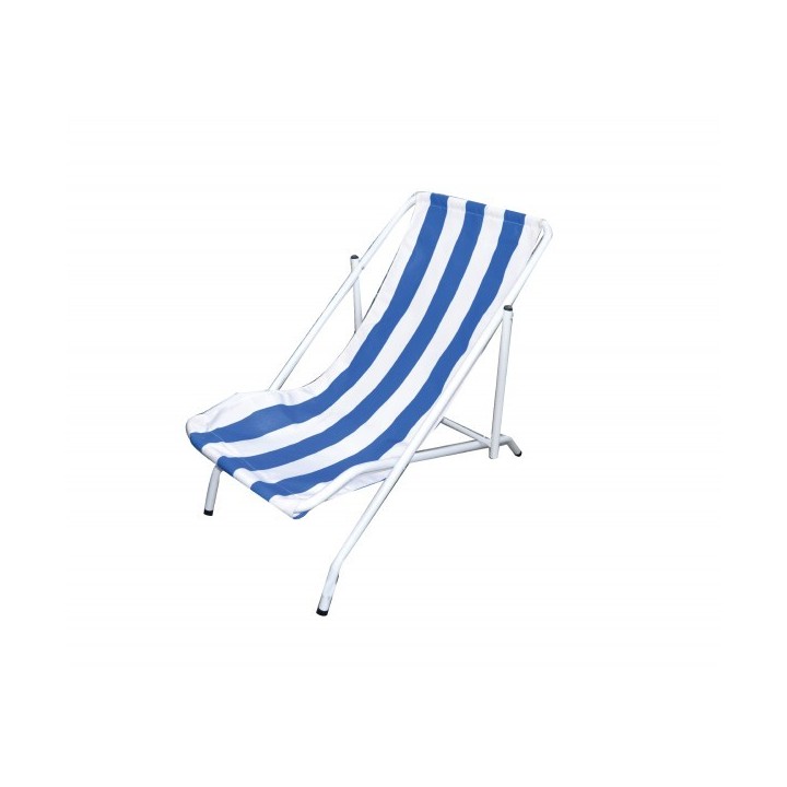 CHAISE LONGUE EN TOILE RAYE BLANC/BLEU CHAISE LONGUE EN TOILE RAYE BLANC/BLEU