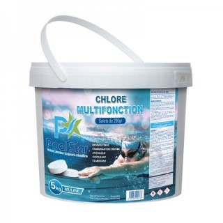 CHLORE MULTIFONCTION MULINE EN GALETS DE 200G 5KG POOL STAR