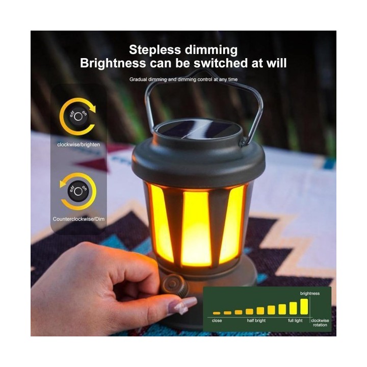 LAMPE DE CAMPING RECHARGEABLE AVEC LUMIÈRE RÉGLABLE